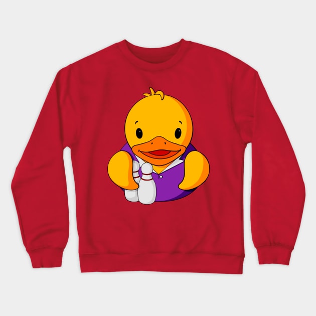 Bowling Pins Rubber Duck Crewneck Sweatshirt by Alisha Ober Designs